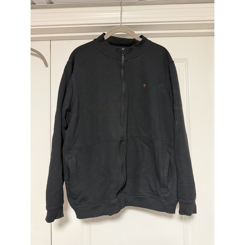 Louis Philippe Sport men's solid black‎ zipped sweatshirt, Size Large